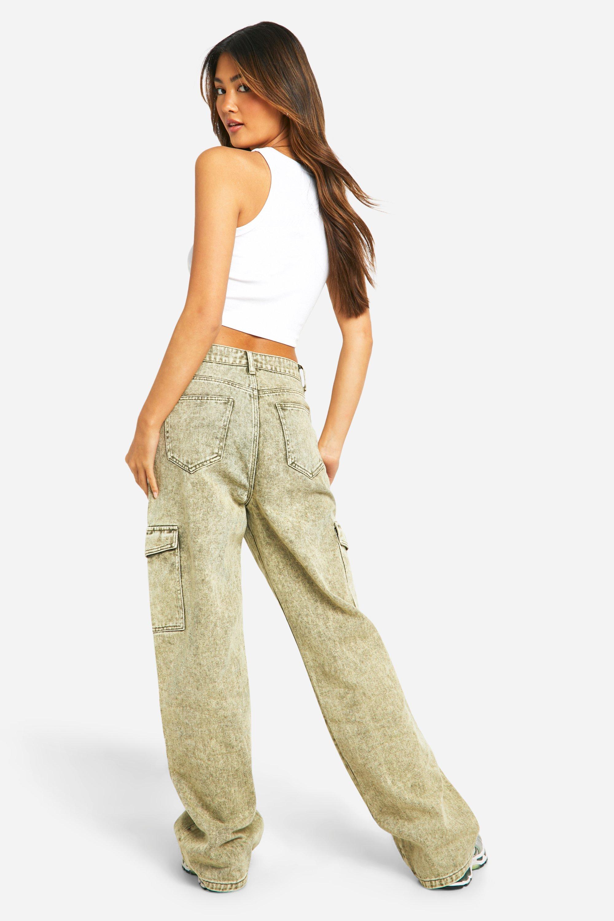 Women's straight leg khaki jeans top